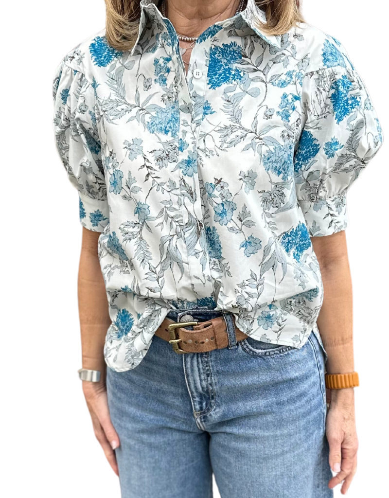 Andy Shirt Rose Print Blue