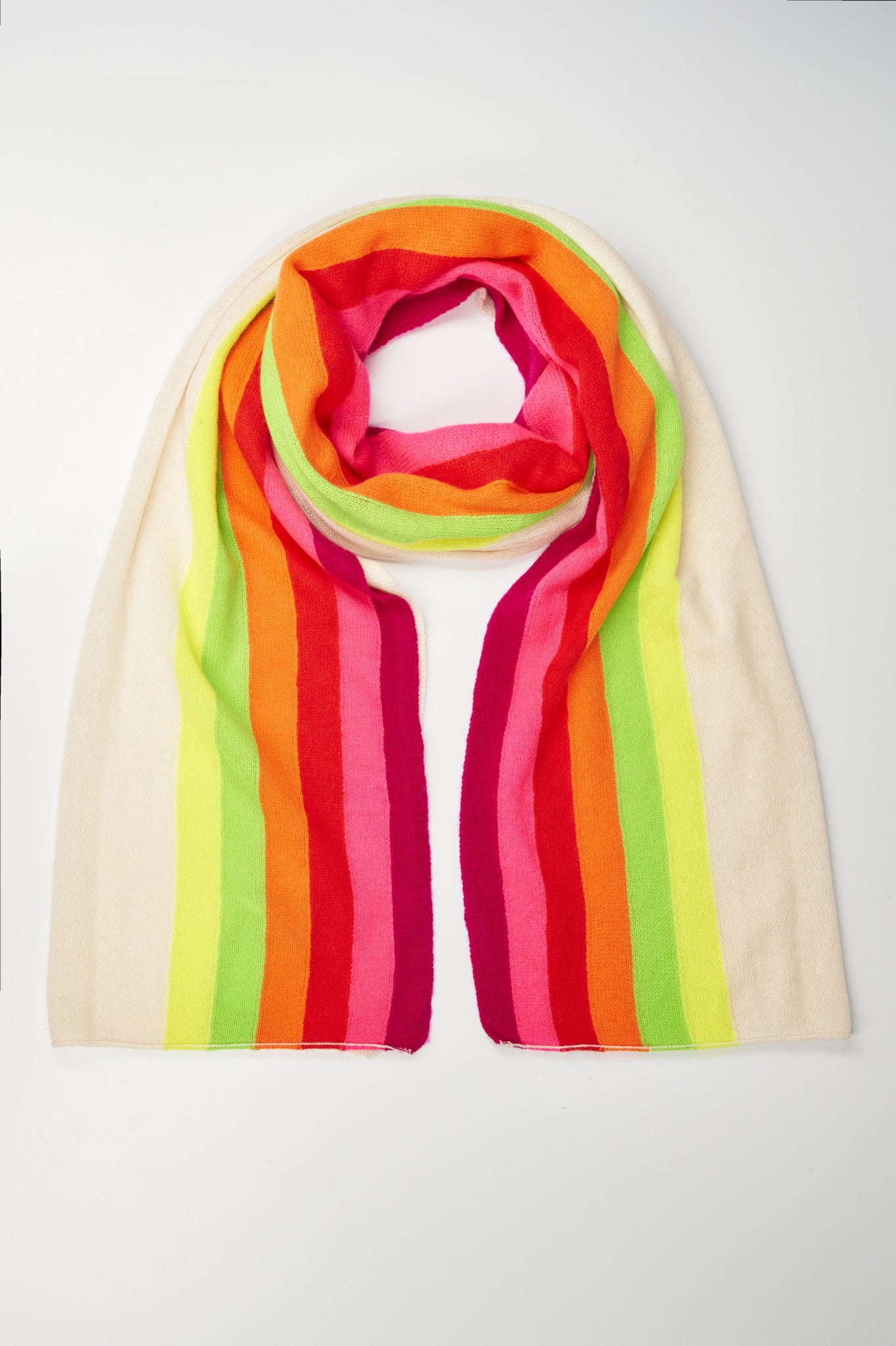 Stripe Evie Scarf Organic White Neon Stripes OS