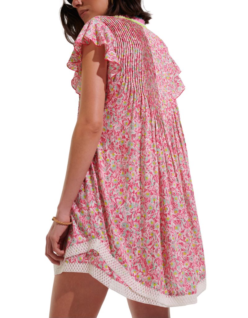 Mini Dress Sasha V Pink Ocean Flowers S24