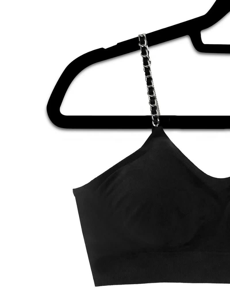 Black Bra Attached Strap Silver Black Chain