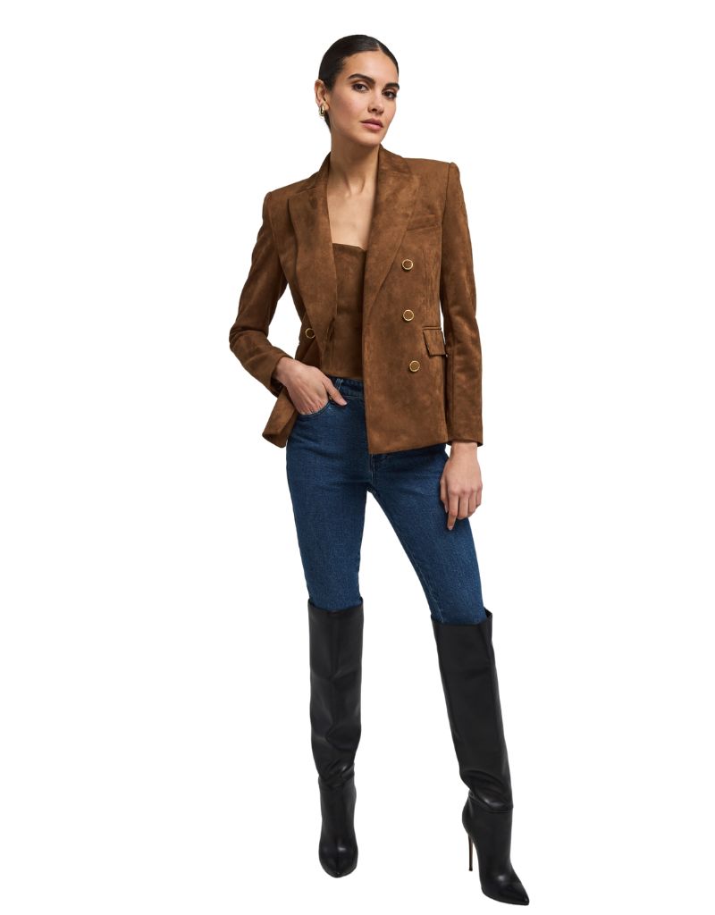 Arielle Vegan Suede Blazer Caramel