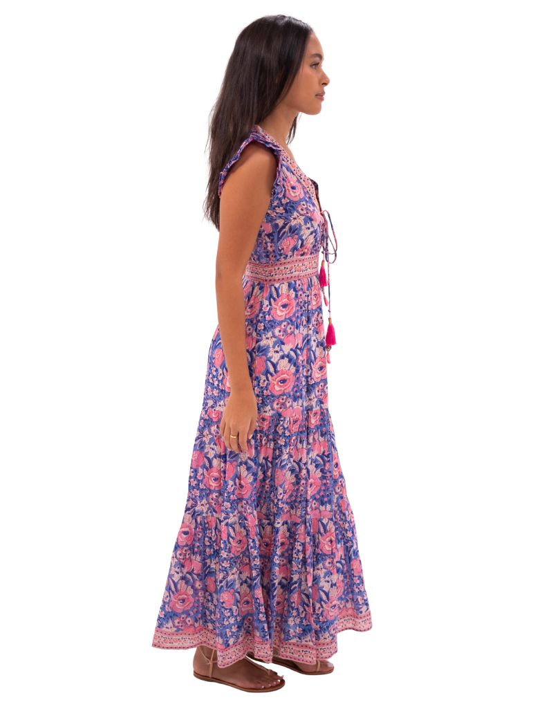 Farrah Maxi Dress Indigo Pink floral 6 SU24-6