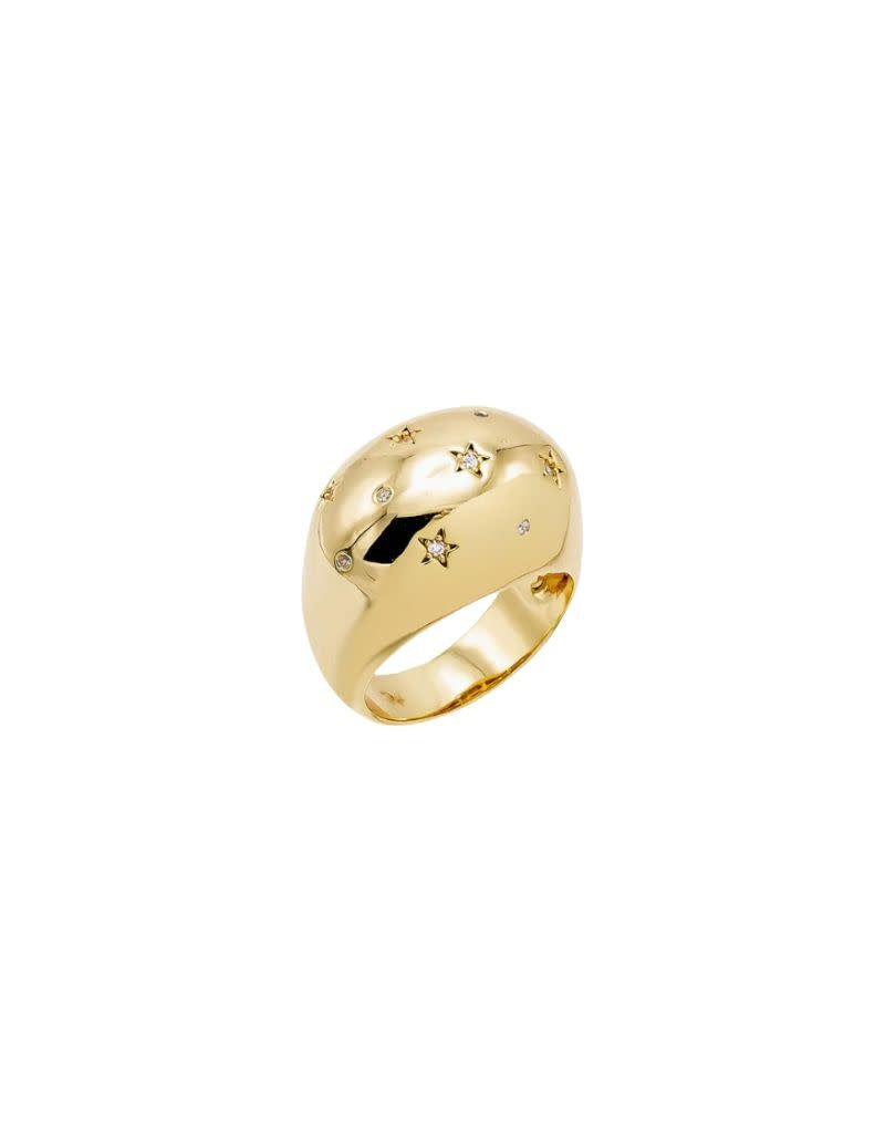 R03306-BRGLD Chunky Scattered CZ Dome Ring Gold Size 7