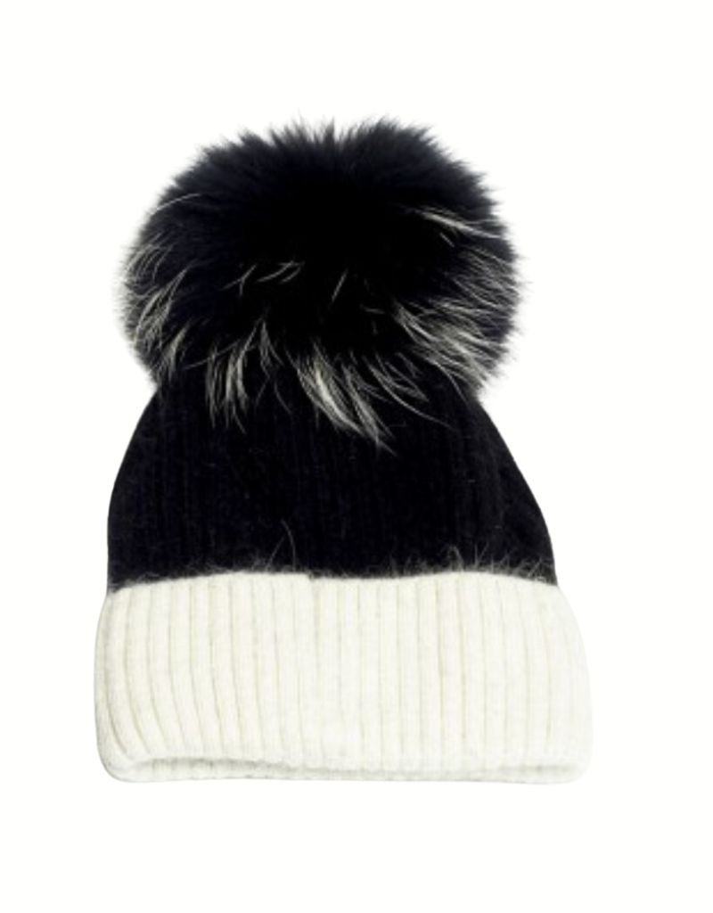 HA-68 Two-Tone Knit Hat Black/White