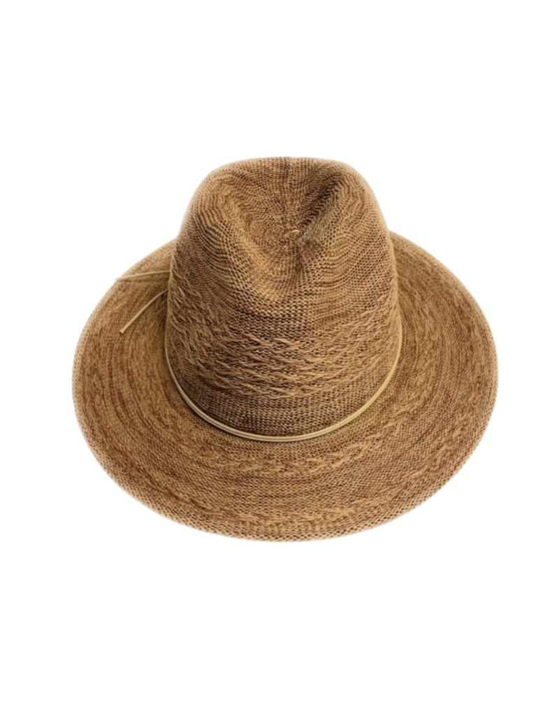 24S-0926 Cotton Blend Patten Fedora Brim Hat Camel