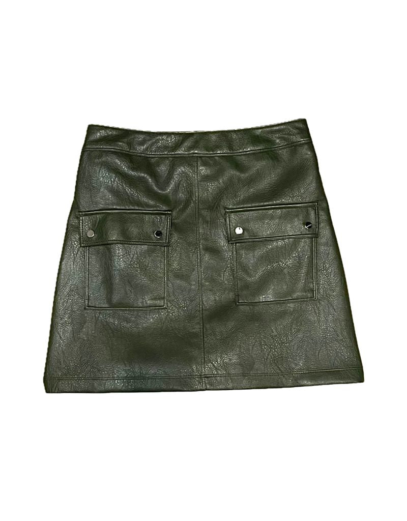 Damia Faux Leather Skirt Dark Khaki