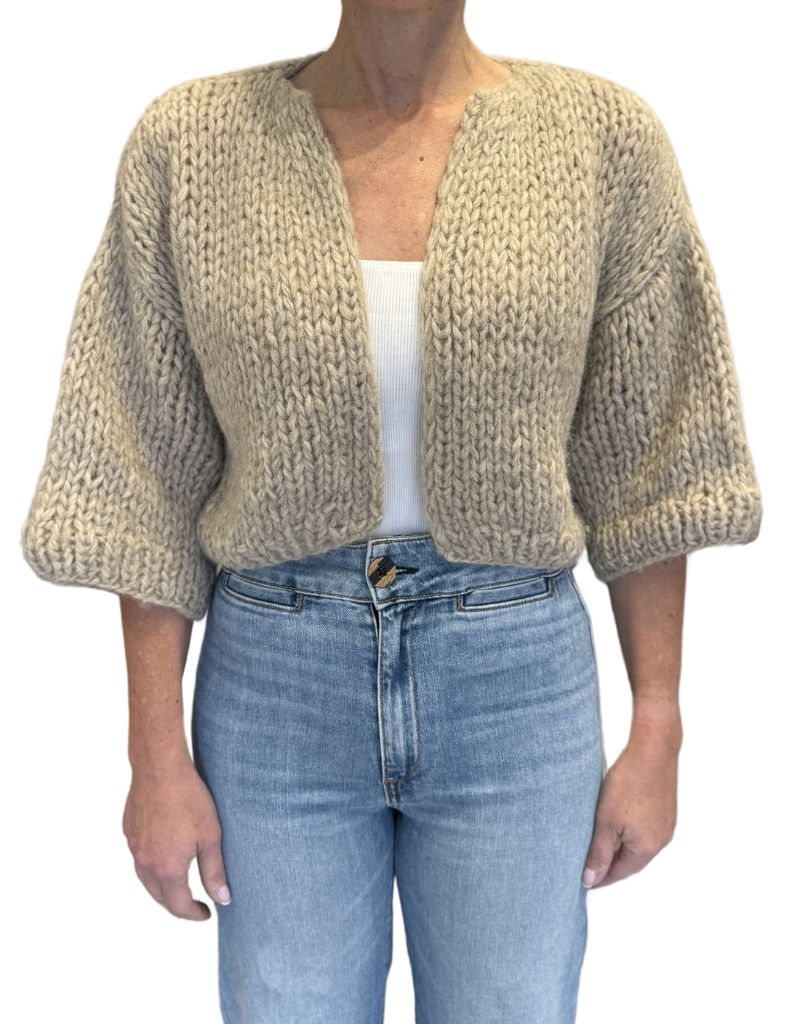 Alpaca Short Sleeve Cardigan Blonde F24