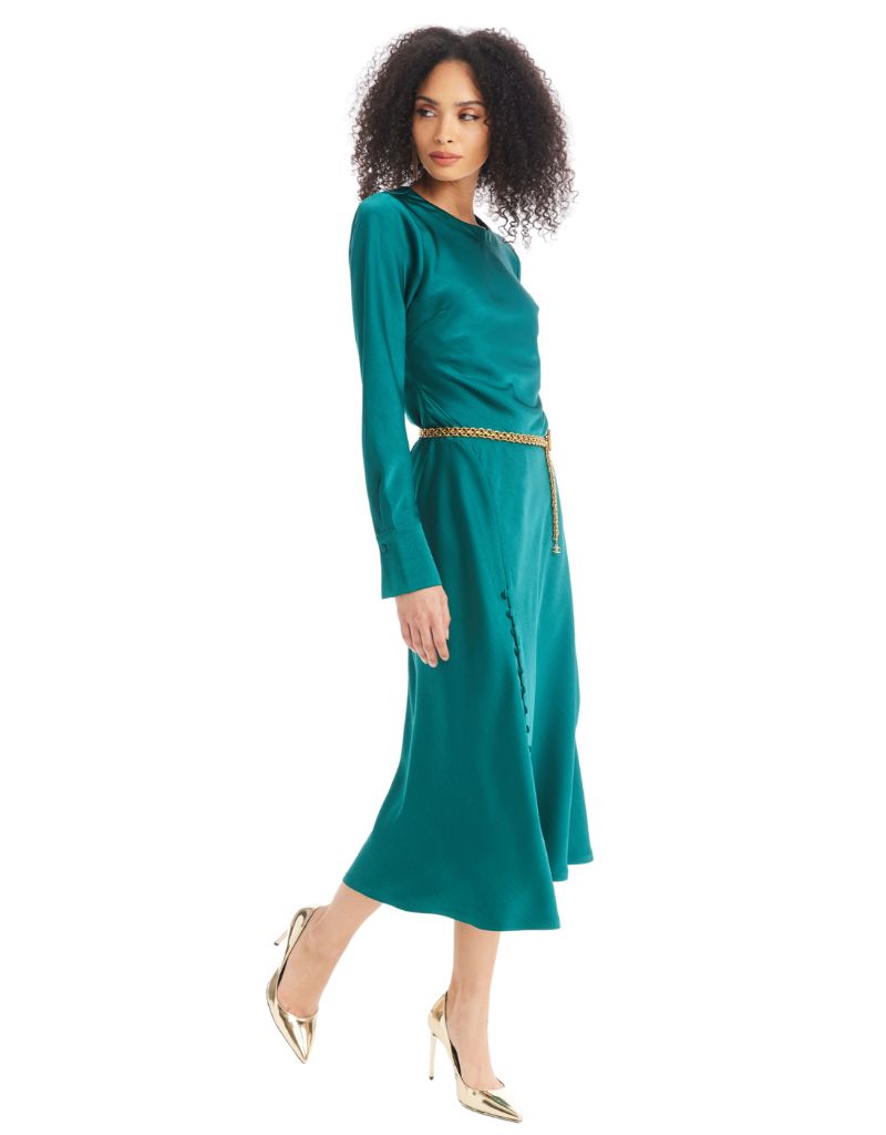 Satin Slip Dress Emerald