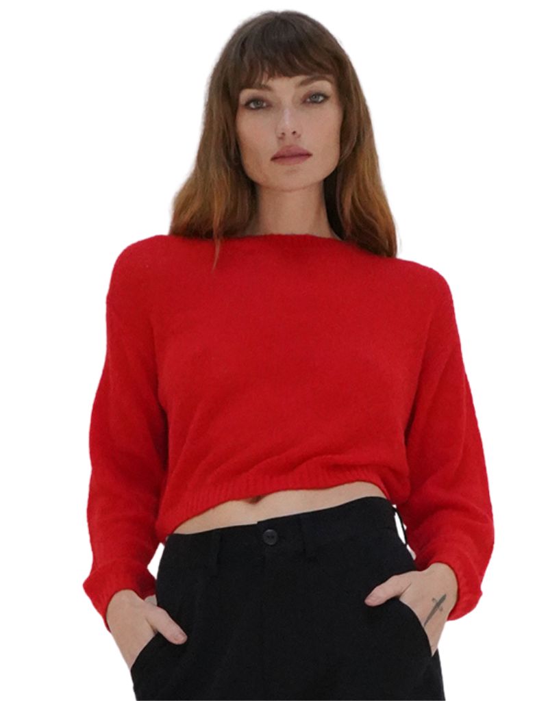 La Costa Semi Sheer Sweater Bright Red