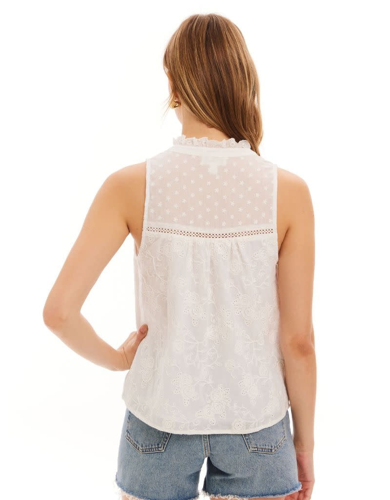 Allison Embroidered Eloise Tank Off White backview