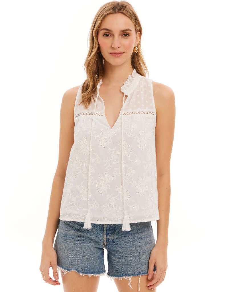 Allison Embroidered Eloise Tank Off White