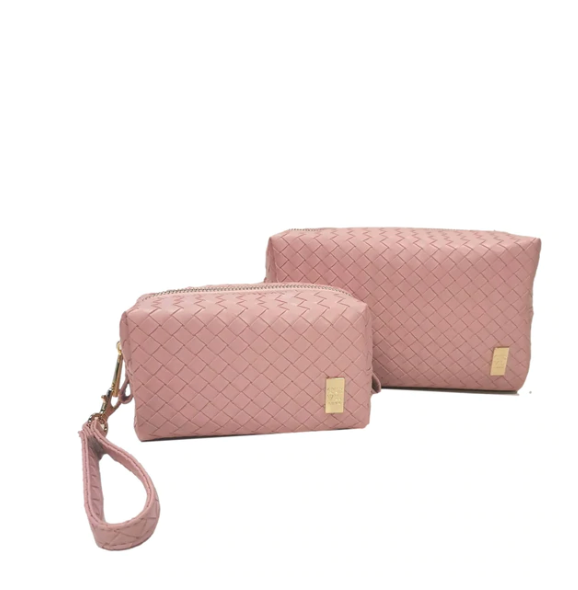 Luxe Duo Dome Bag Set Woven Pink Sand