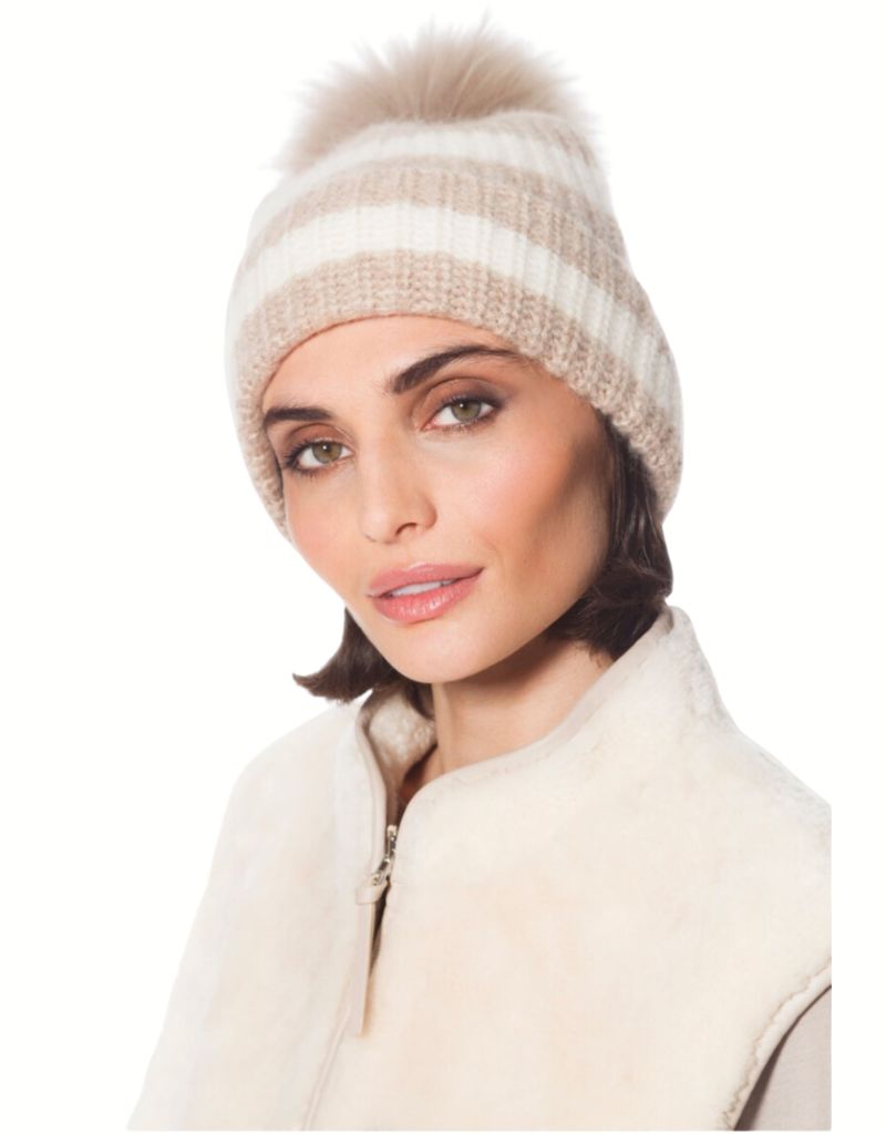 HA-81 Knit Stripe Hat Taupe