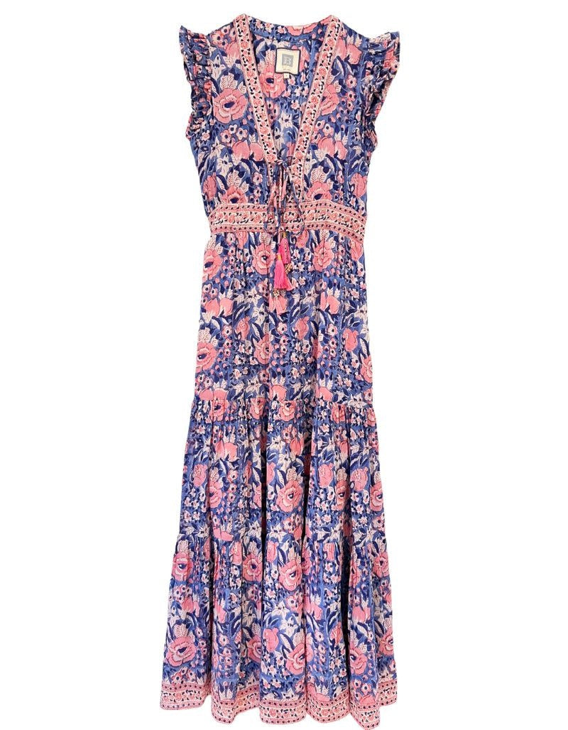 Farrah Maxi Dress Indigo Pink floral 6 SU24-6