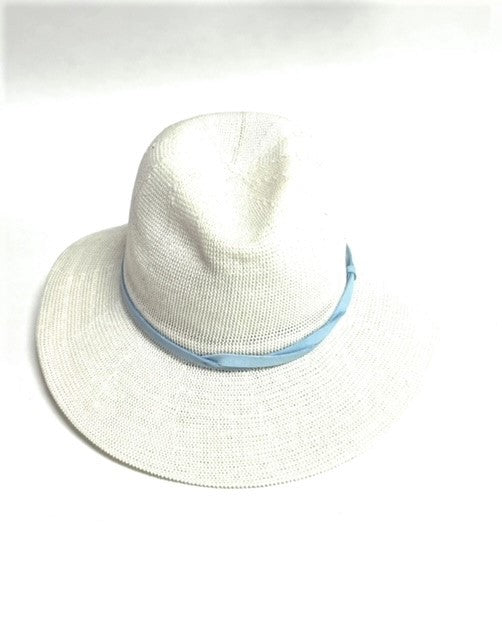 Fedora hat with twist suede band 20S-0277 White