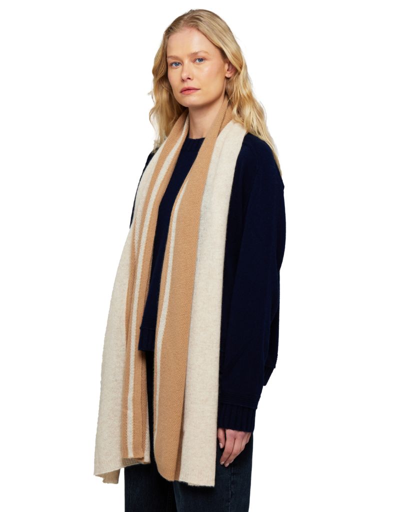 Textured Stripe Scarf Cygnet Camel