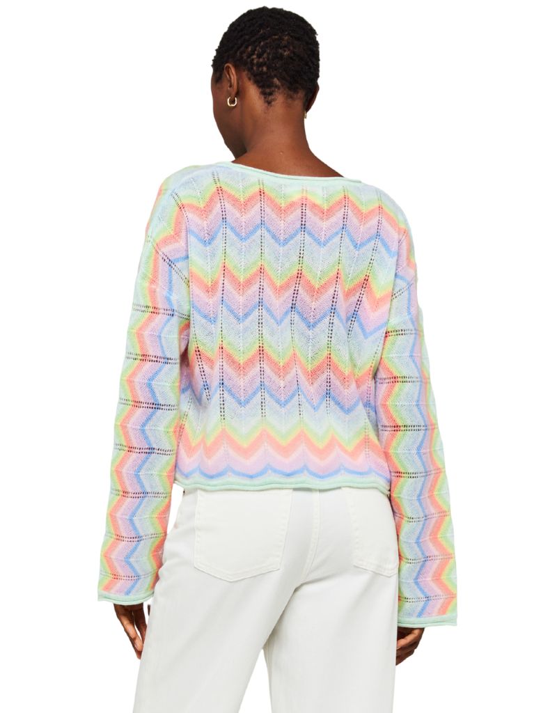 Rainbow Chevron Slash Neck Apple Mist Neon