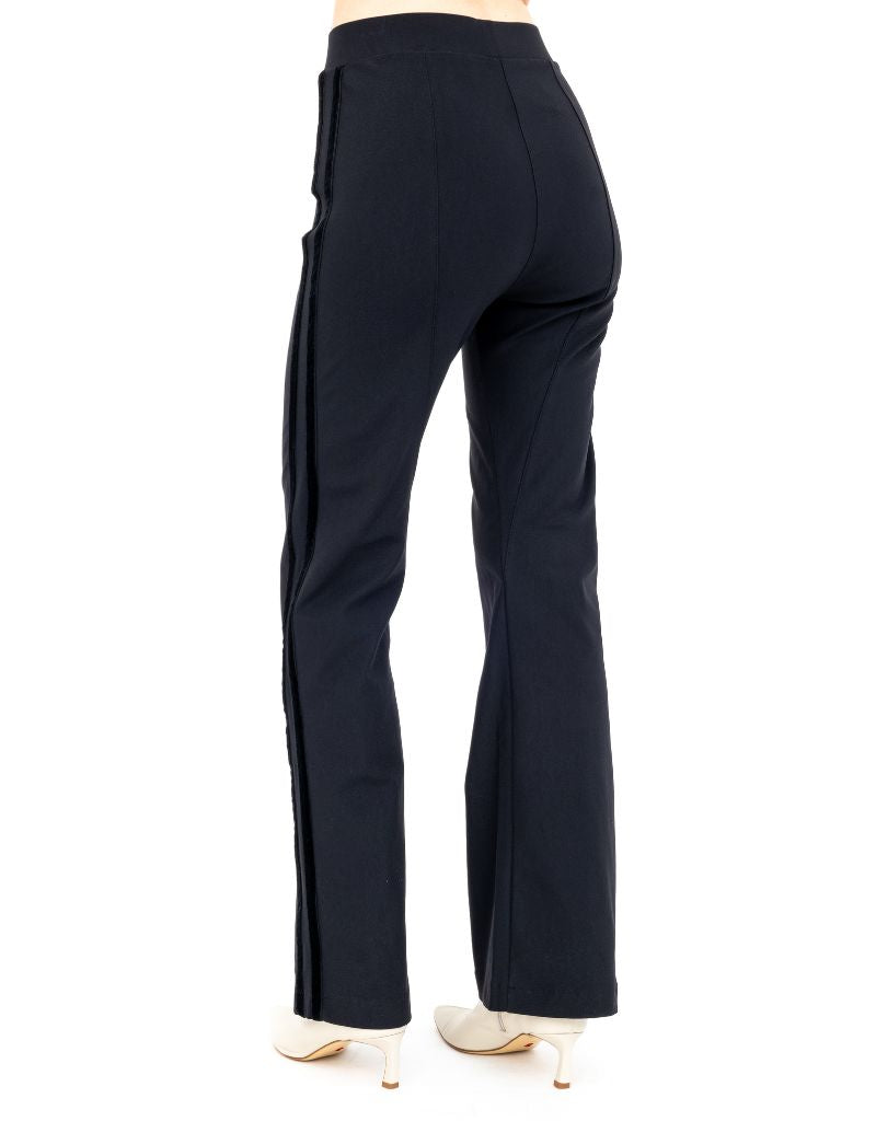 Arden Flare Pants with Side Velvet Stripe Black