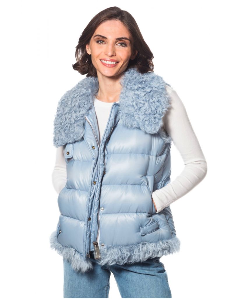 Puffer Down Lamb Vest FK-332 Sky Blue