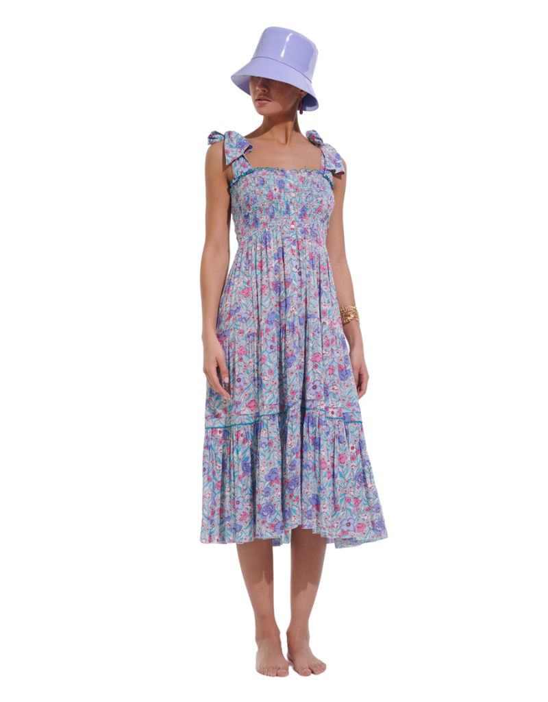 Long Dress Triny V Aqua Petunia