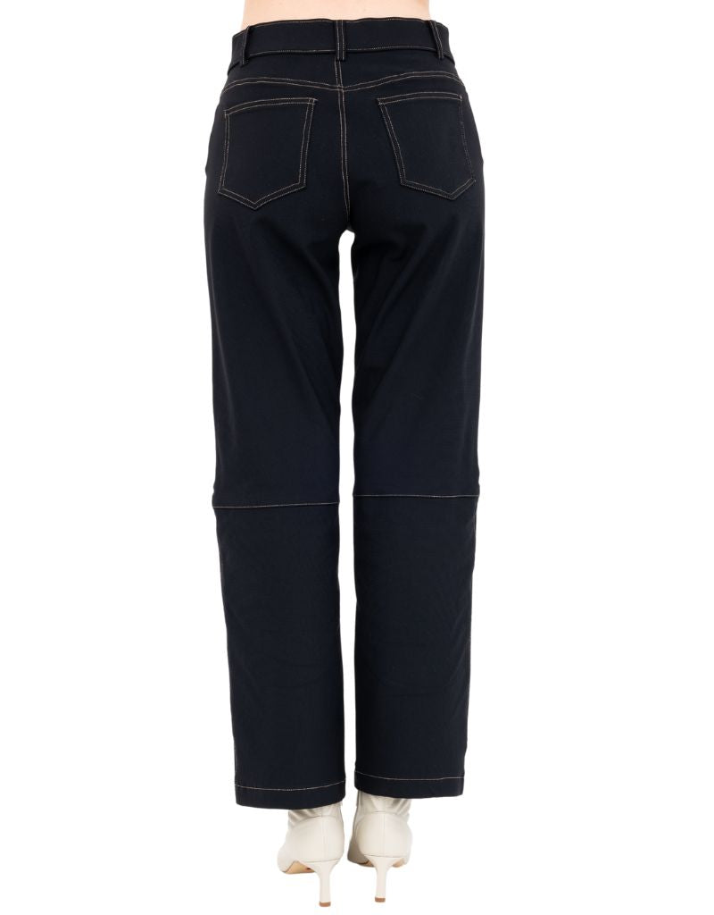 Asher Relaxed Jean Pants with Denim Stitching Black