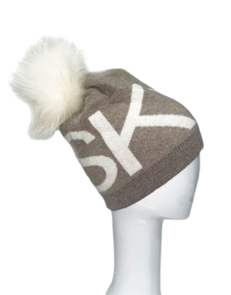 HA-71 Ski Wool Blend Angora Hat Taupe