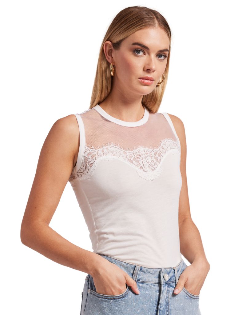 Marilyn Lace Combo Top White S24
