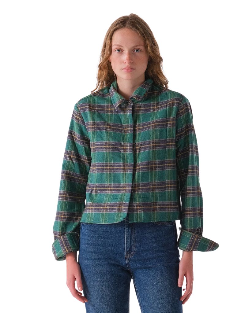 The BIB Shirt Japanese Flannel Green Plaid F24