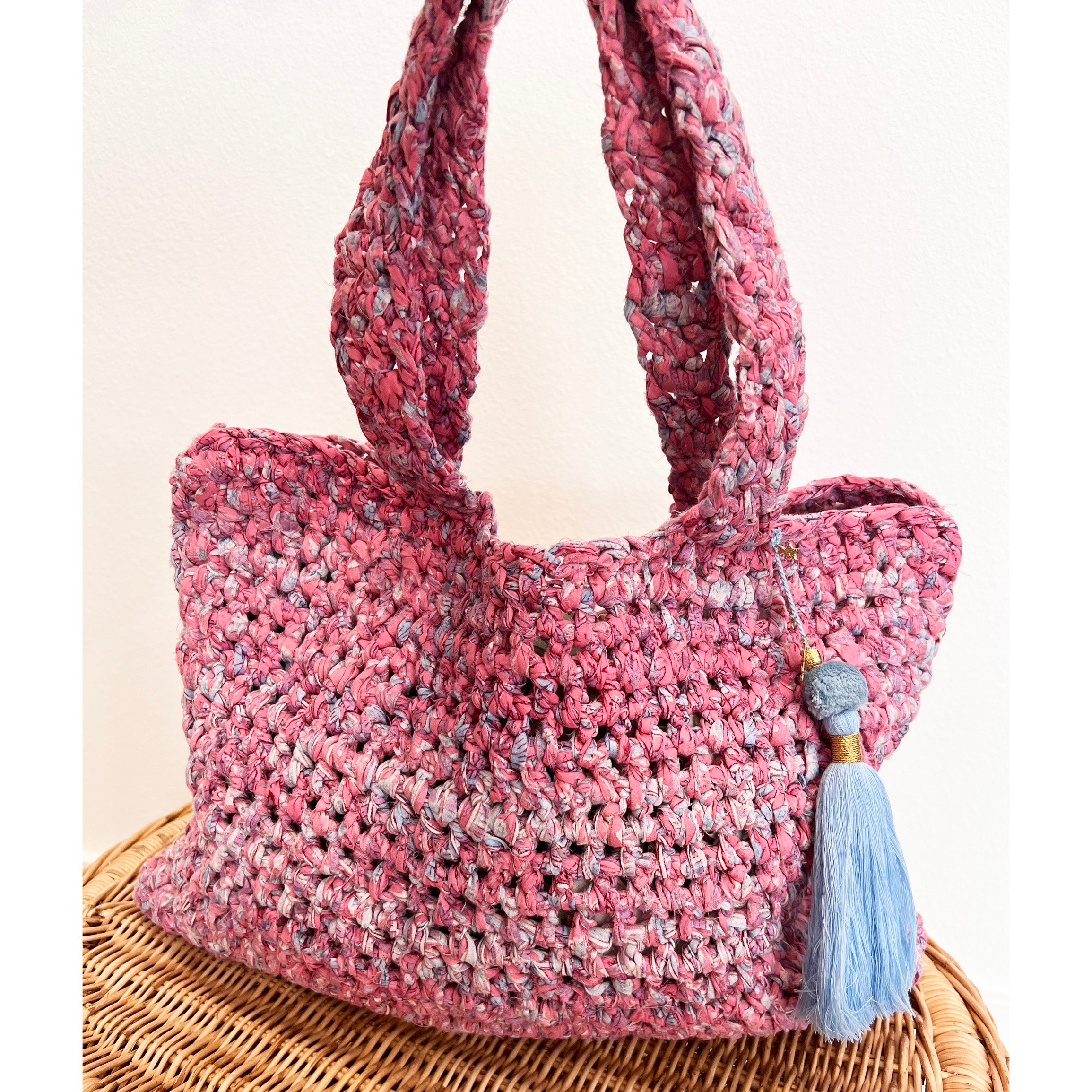 Crochet Bag Pink Purple Floral R23