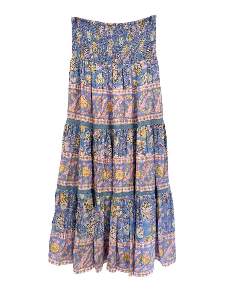 Mandy Maxi Skirt Blue Yellow Print 2