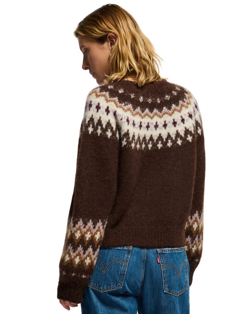 Lula Fair Isle Cardi Coffee