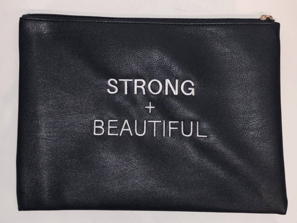 I Am More Scarsdale Strong + Beautiful leather bag close up