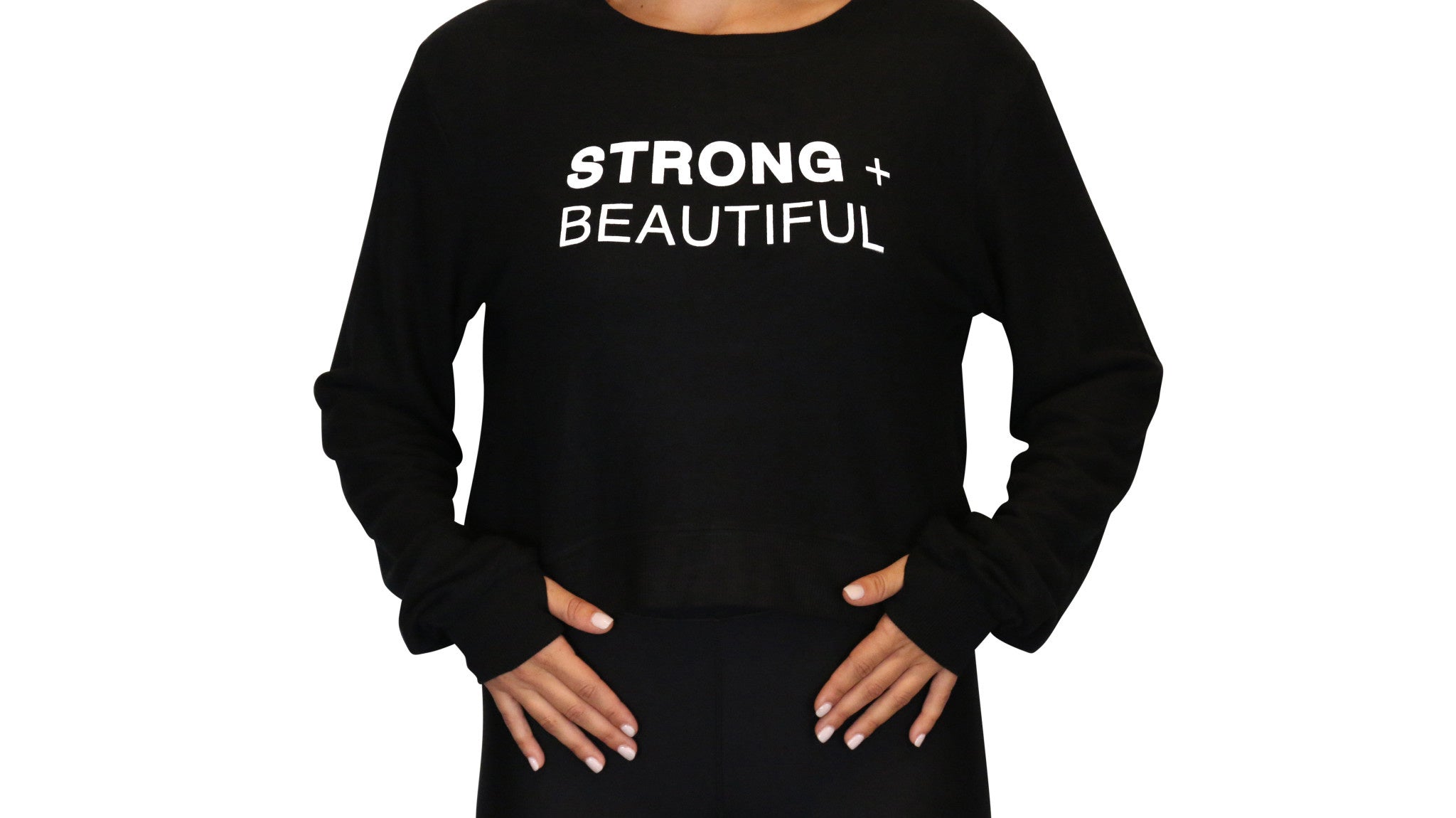 Strong + Beautiful Sweatshirt Cropped Black front view