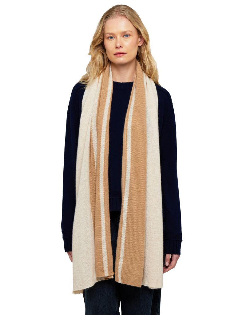 Textured Stripe Scarf Cygnet Camel