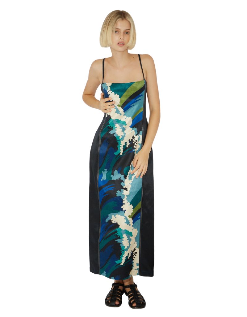 Wave Midi Dress Blue F24