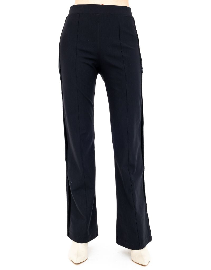 Arden Flare Pants with Side Velvet Stripe Black