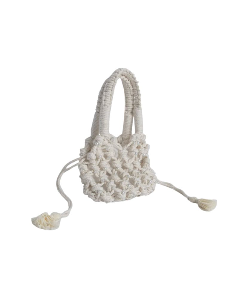 Lane Crochet Pearl Bag in Ivory R24