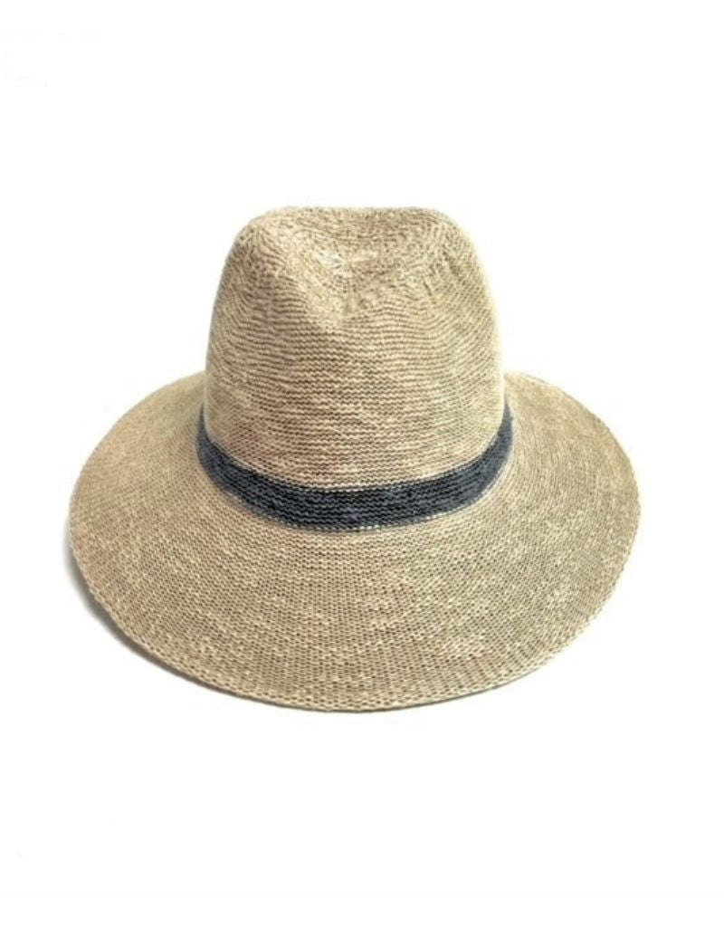 18S-1615P Cotten Blend Fedora Brim Hat With Stripe Light Beige 24