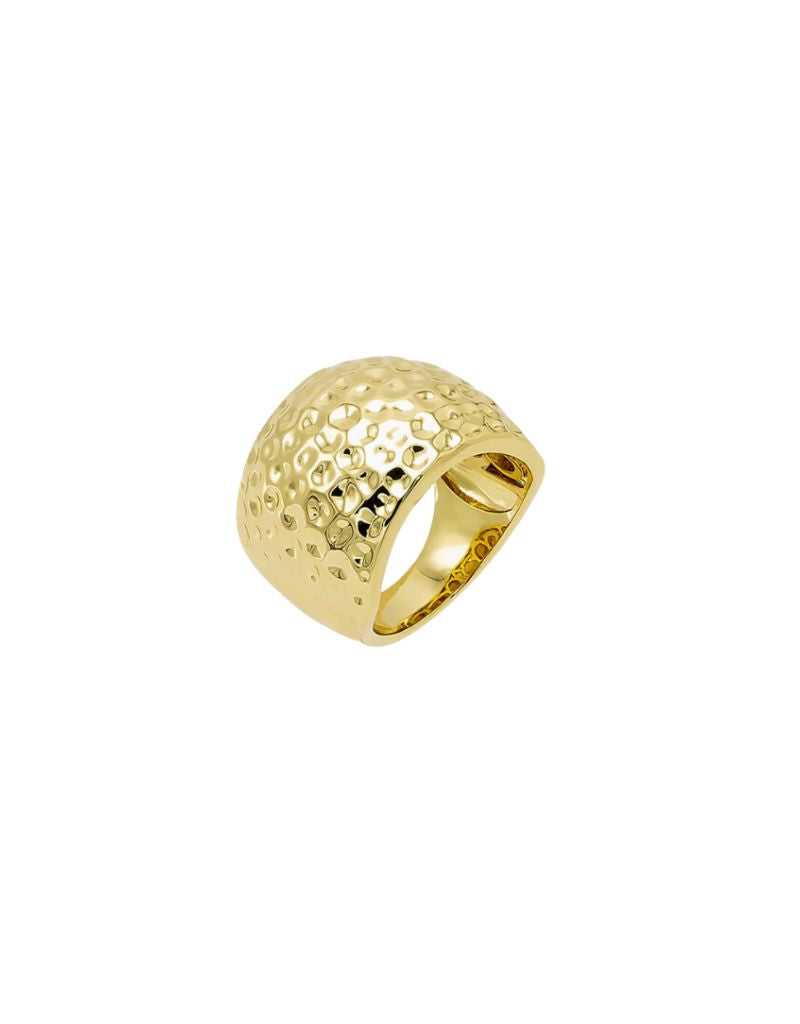 R86293-BRGLD Indented Puffy Wide Statement Ring Gold Size 7