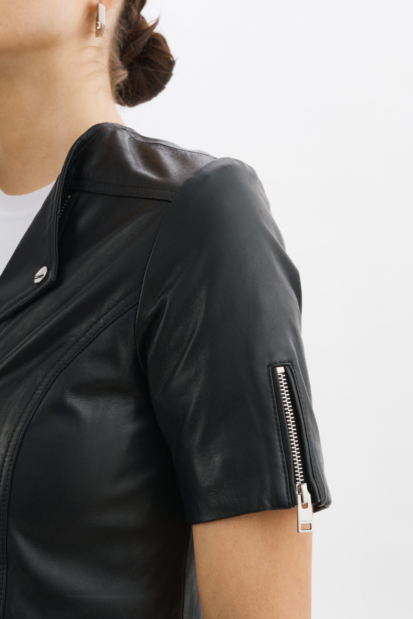 Kirsi Leather Crop Jacket Black F23