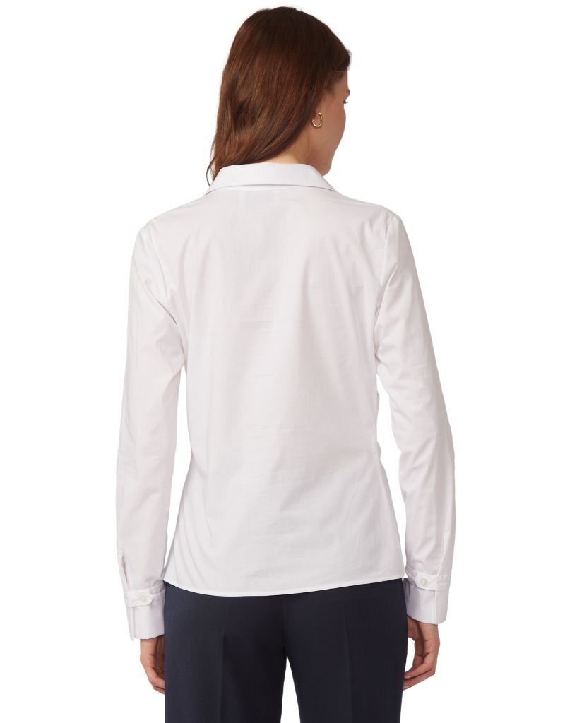 Naomi Blouse White Cotton Stretch Poplin