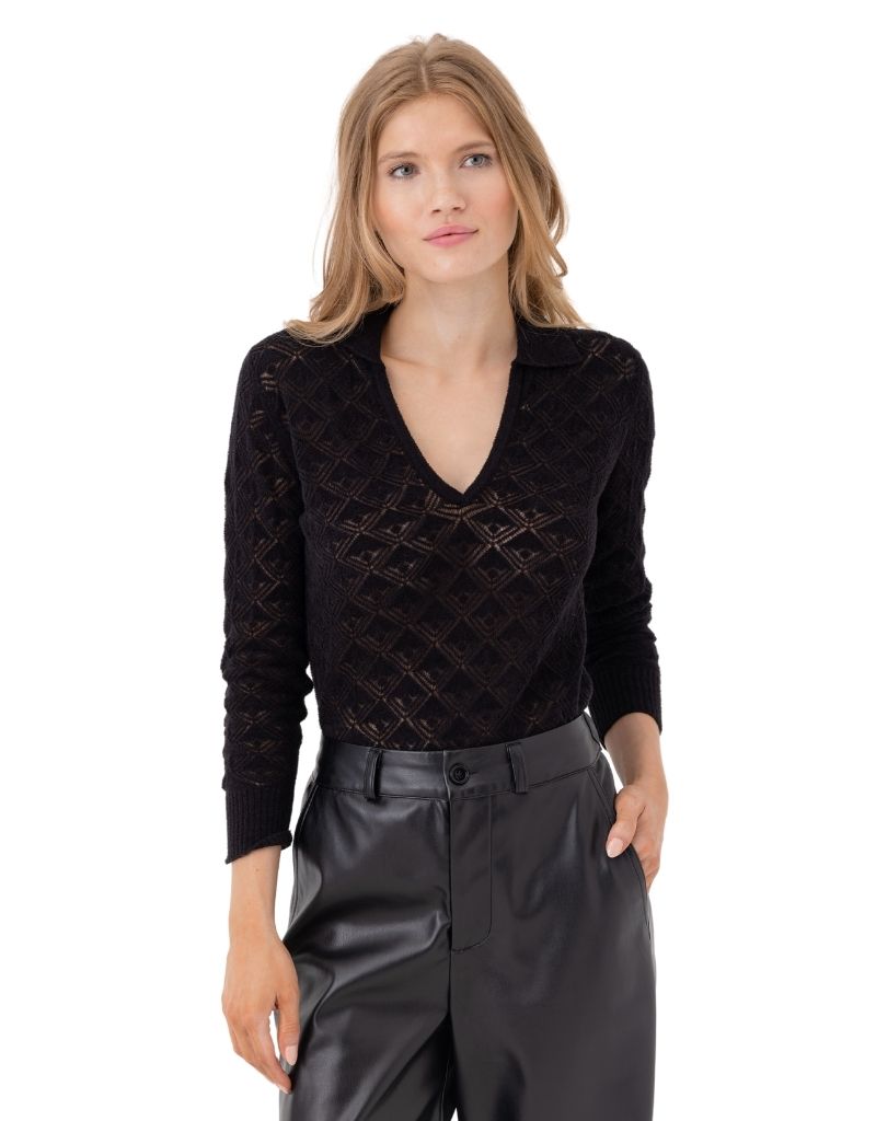 Delphine Polo Sweater Black