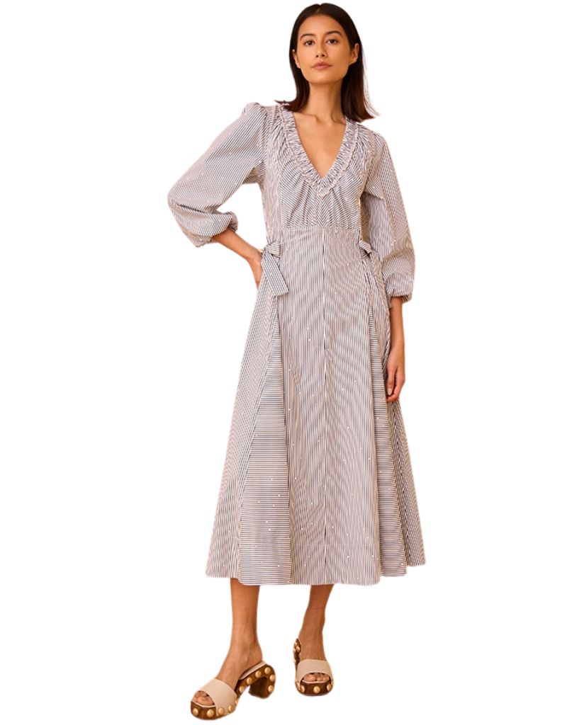 Vera Dress Embellished Croquet Stripe