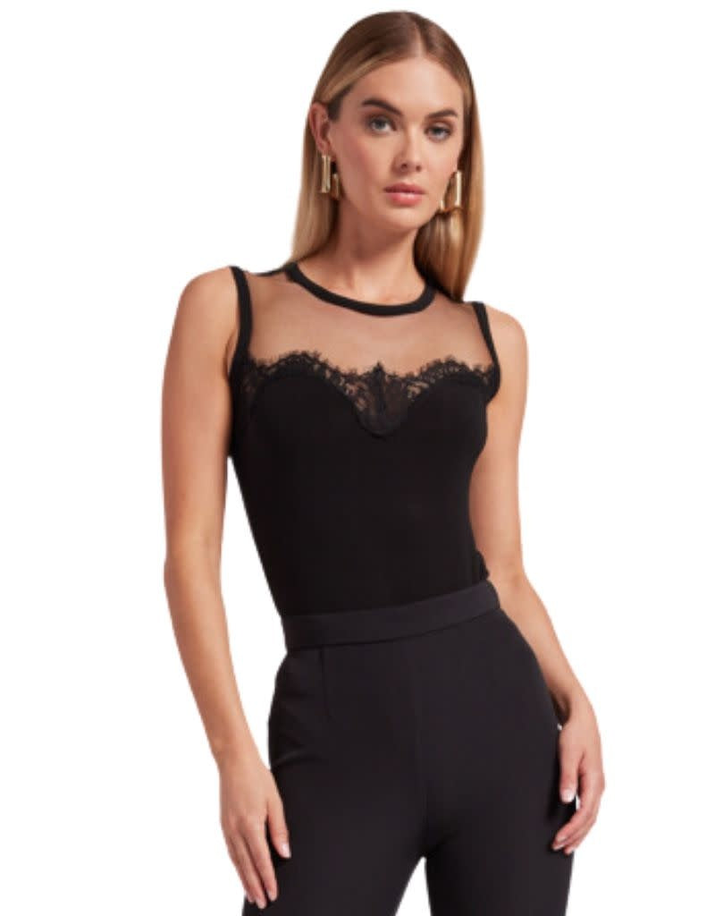 Marilyn Lace Combo Top Black