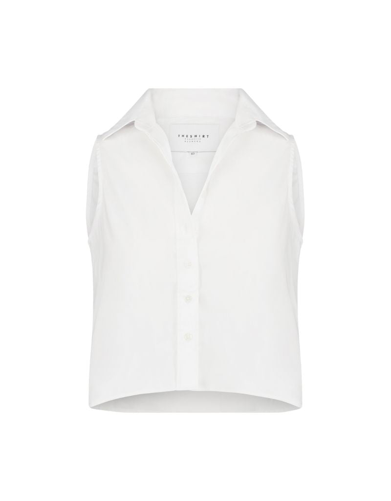 The Boxy Cropped Sleeveless Shirt White