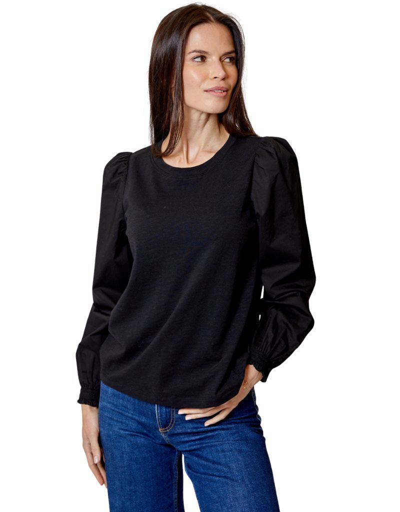 Combo Long Sleeve Top Black F24