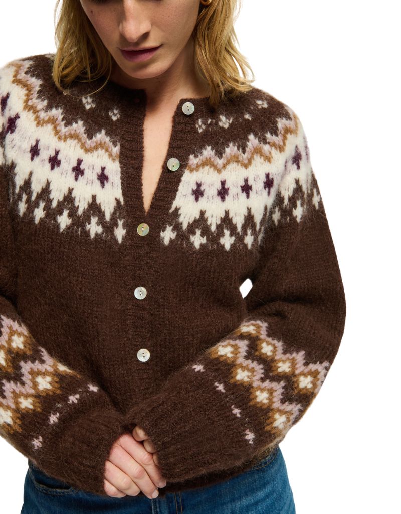 Lula Fair Isle Cardi Coffee