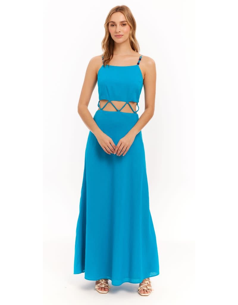 Allison Orie Maxie Dress in Aqua front view