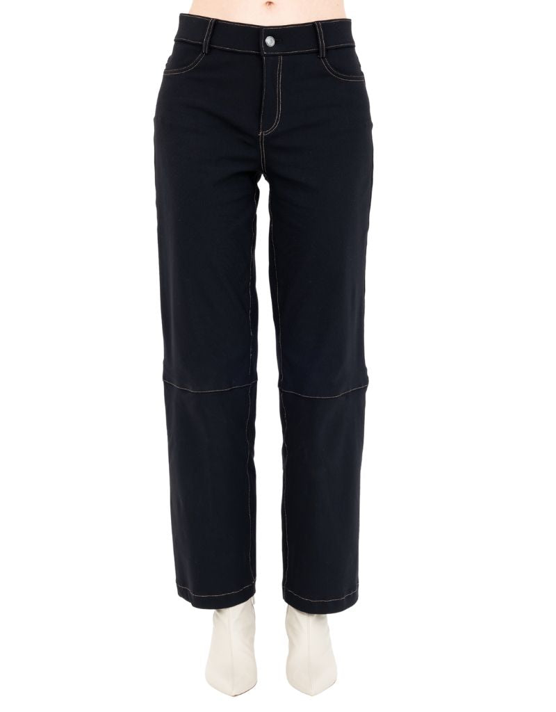 Asher Relaxed Jean Pants with Denim Stitching Black