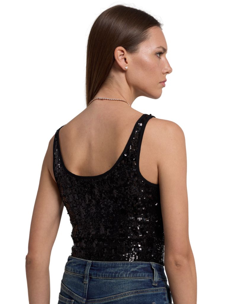 Dina Sequin Bodysuit Black